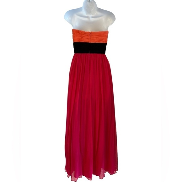Vintage Cache' Silk Sweetheart Strapless Maxi Formal Gown - Coral, Pink, Black 2 - Picture 2 of 8